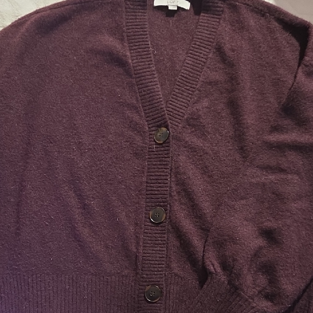 LOFT Women's Rich Plum Cardigan